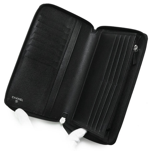 Chanel Coco Button Organizer Large Long Wallet Calf Leather Black - Picture 3 of 12